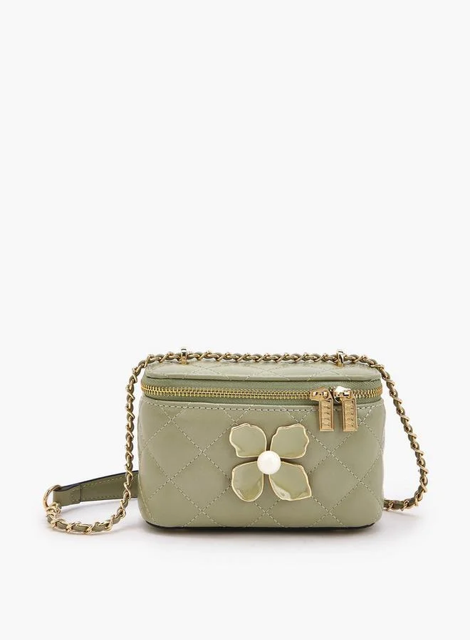 ايل Quilted Crossbody Bag With Floral Accent Ramadan Collections